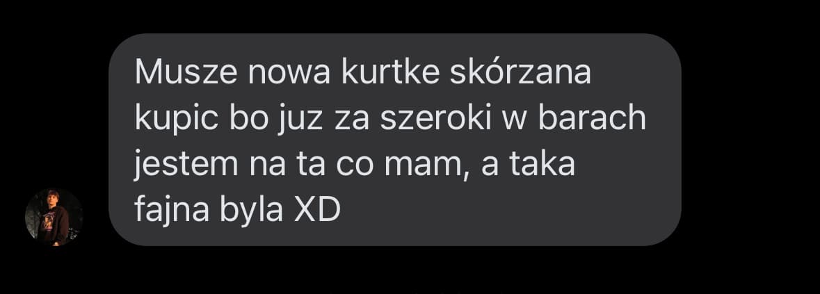 Opinia klienta - za szeroki w barach na kurtkę