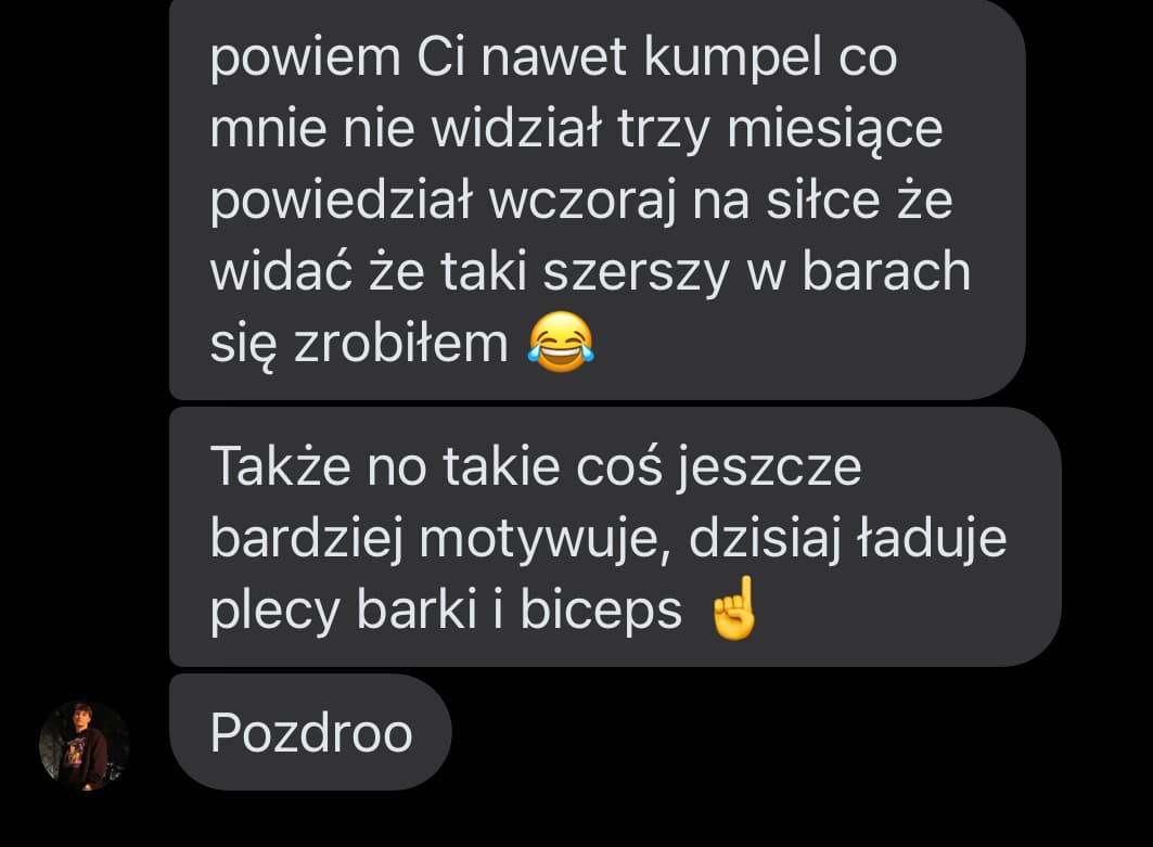 Opinia klienta - widoczny progres w 3 miesiące